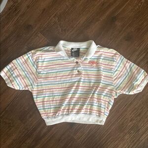 Nike Striped Polo crop top - White Multi